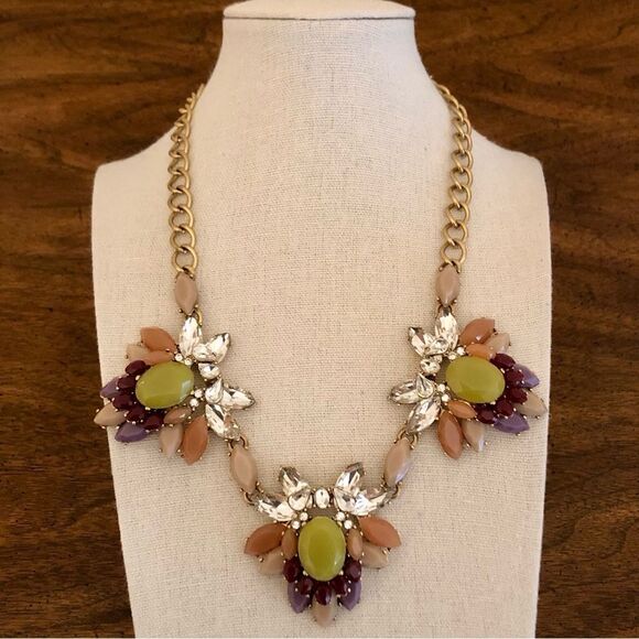 J.Crew | Resin and Rhinestone Cluster Necklace | 18” Adjustable - Picture 2 of 3